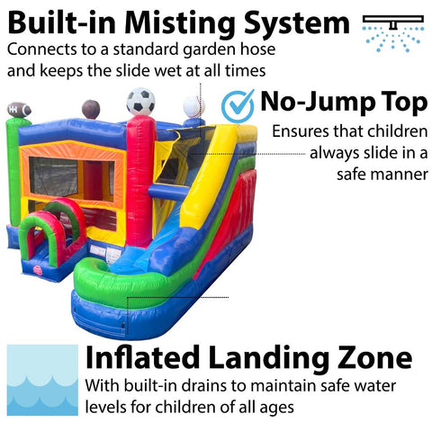 Modular Sports Castle Water Slide Bounce House Combo with Blower