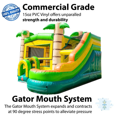 Modular Tropical Water Slide Bounce House Combo with Blower