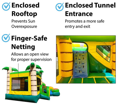 Modular Tropical Water Slide Bounce House Combo with Blower