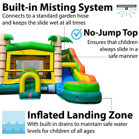 Modular Tropical Water Slide Bounce House Combo with Blower