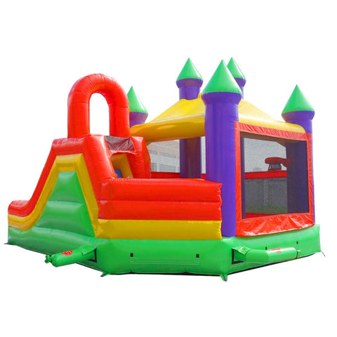 Orange Rainbow Deluxe Inflatable Castle Bounce House Slide Combo w/ Blower
