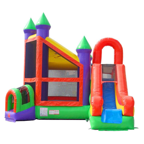 Buy Commercial Rainbow Deluxe Castle Inflatable Bounce House Slide Combo w/ Blower