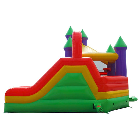Orange Rainbow Deluxe Inflatable Castle Bounce House Slide Combo w/ Blower