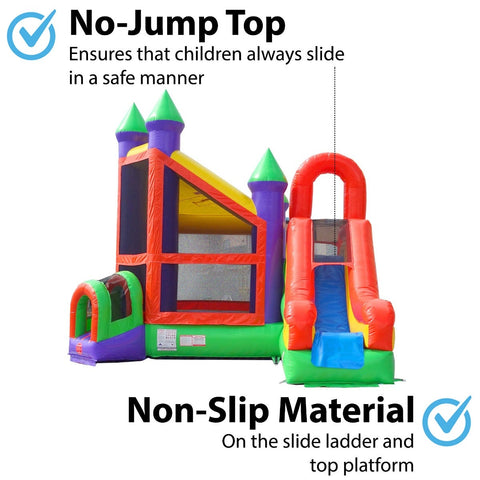 Orange Rainbow Deluxe Inflatable Castle Bounce House Slide Combo w/ Blower
