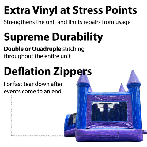 Kids Purple Marble Double Lane Bounce House with Slide Combo with Blower