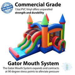 Kids Rainbow Bounce House and Double Lane Slide Combo with Blower