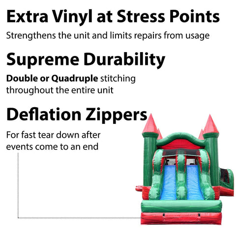 Kids Red Marble Double Lane Slide Combo with Blower