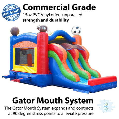 Buy Kids Sports Bounce House and Double Lane Slide Combo with Blower