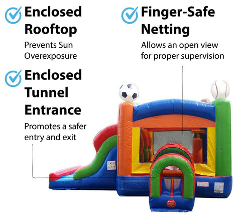 Buy Kids Sports Inflatable Bounce House and Double Lane Slide Combo with Blower