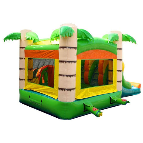 Buy Kids Tropical Castle Bounce House and Double Lane Slide Combo with Blower