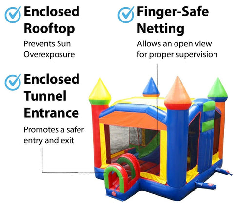 Rainbow Commercial Bounce House with Slide Combo and Blower