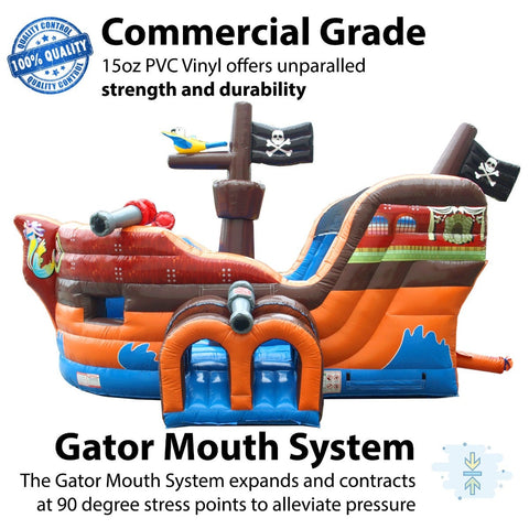 Sale on Deluxe Pirate Ship Inflatable Bounce House and Slide Combo with Blower