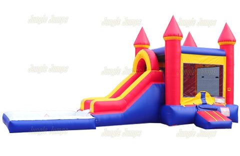 Wet and Dry Combos for sale. Cheerful Castle Combo n Pool is an inflatable bouncy house combo and customization options available.