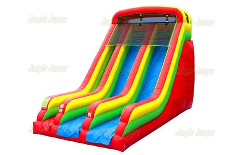 18'H Cheerful Double Lane Slide by Jungle Jumps