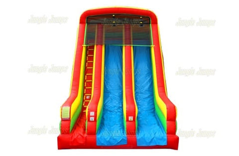 18'H Cheerful Double Lane Slide by Jungle Jumps
