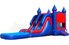 15' H Modular Double Lane Combo with Pool by Jungle Jumps