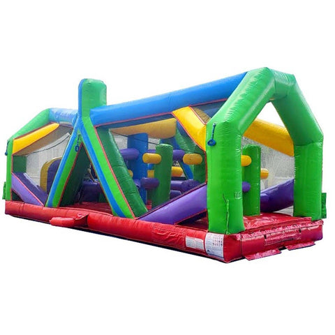 30' Retro Radical Run Extreme inflatable obstacle course rental with colorful climbing and tunnel features