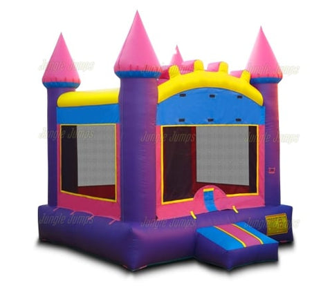 Inflatable Bounce Houses Pink Castle Jump is an inflatable bounce house for sale and customization options available, Buy yours today.