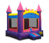 Image of Inflatable Bounce Houses Pink Castle Jump is an inflatable bounce house for sale and customization options available, Buy yours today.