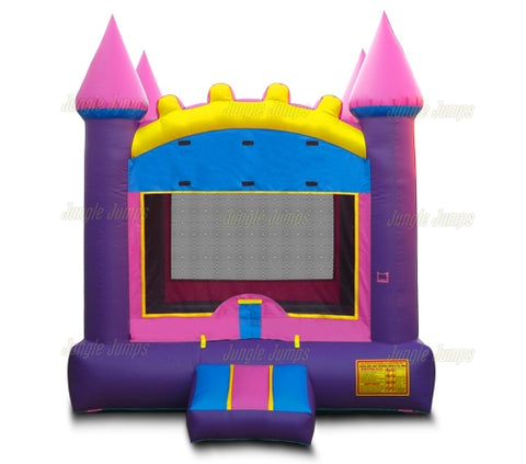Inflatable Bounce Houses Pink Castle Jump is an inflatable bounce house for sale and customization options available, Buy yours today.
