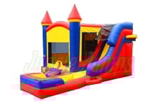 16' H Primary Castle side Slide Combo Wet/Dry by Jungle Jumps