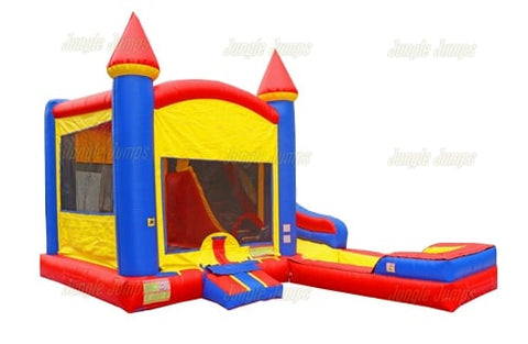 16' H Primary Castle side Slide Combo Wet/Dry by Jungle Jumps