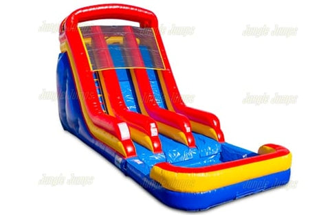 18'H Primary Color Double Lane Slide by Jungle Jumps