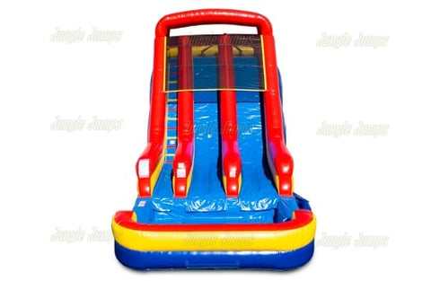 18'H Primary Color Double Lane Slide by Jungle Jumps