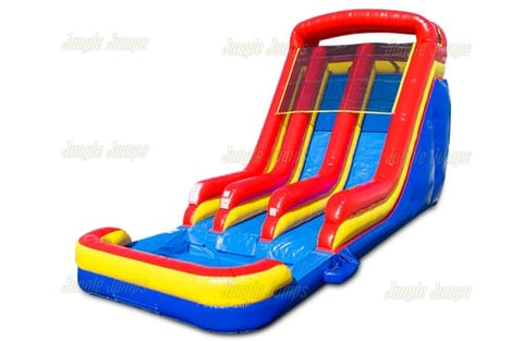 18'H Primary Color Double Lane Slide by Jungle Jumps