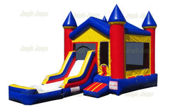 Red/Blue V-Roof Castle Combo with Pool by Jungle Jumps