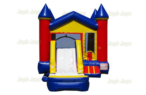 Red/Blue V-Roof Castle Combo with Pool by Jungle Jumps