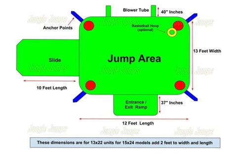15'H Red Side Slide Combo by Jungle Jumps