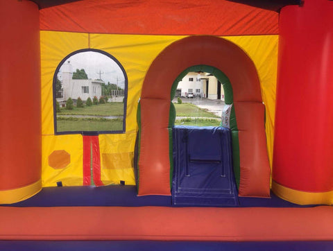 Rental Lite Rainbow Castle Smiley Face Bounce House Slide Combo with Blower