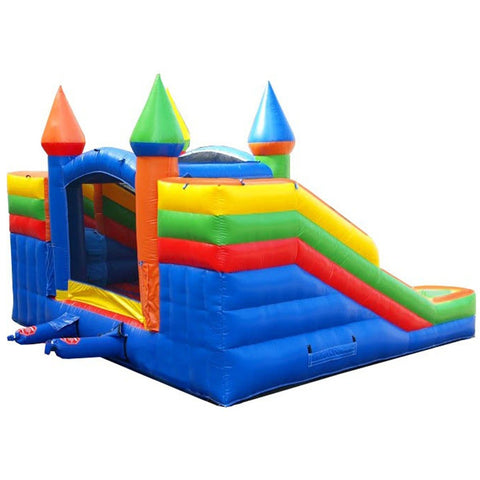 Rental Lite Rainbow Inflatable Double Water Slide Bounce House with Blower