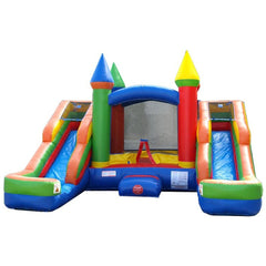 11'H Crossover Rainbow Double Water Slide Bounce House with Blower
