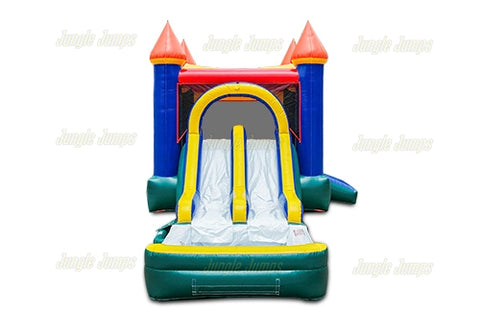 11'H Dual Lane Castle Run n Splash with Pool by Jungle Jumps