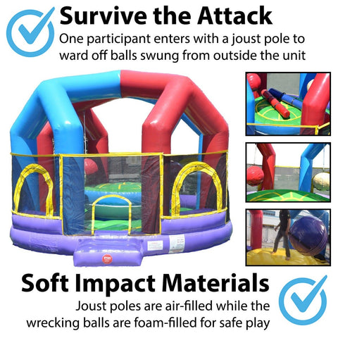 Retro Inflatable Wrecking Ball Game with Blower and Accessories