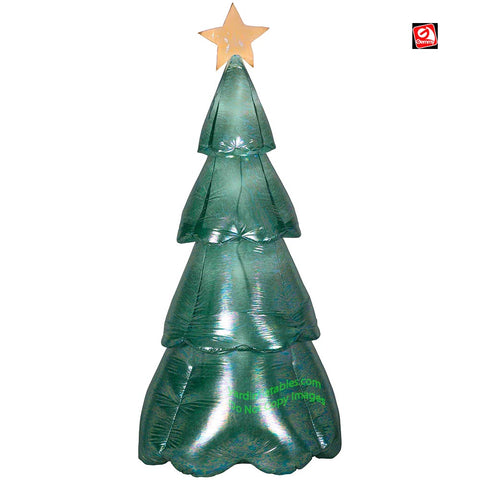 7 1/2' Gemmy Airblown Inflatable Mixed Media Green Iridescent Christmas Tree