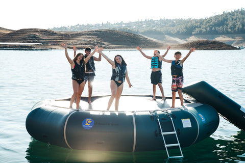 17 foot bounce n splash natural green water trampoline