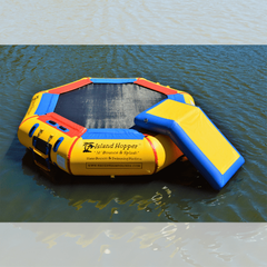 Island Hopper Water Trampoline 10 foot Bounce N Splash Water Park – 10 ft Water Bouncer + Bouncer Slide by Island Hopper 0898698001788 10BSplash-WP - 10'BNS-WP 10 foot Bounce N Splash  Water Park –10 ft Water Bouncer+Bouncer Slide