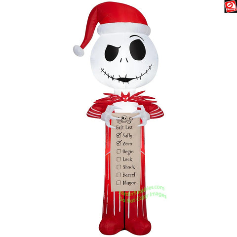 5.5' Gemmy Airblown Inflatable Christmas Jack Skellington in Red Suit w/ Wish List