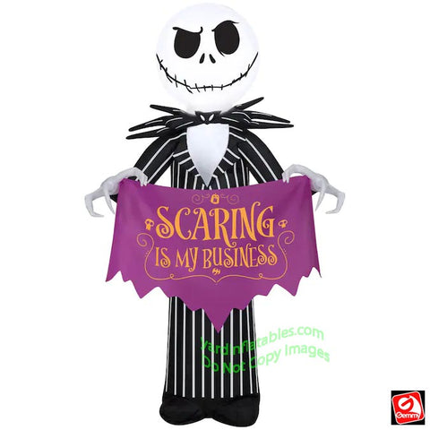 3.5' Gemmy Airblown Nightmare Before Christmas Jack Skellington Holding Banner