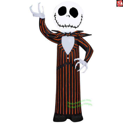 3.5' Gemmy Airblown Inflatable Halloween Jack Skellington in Orange/Black Suit
