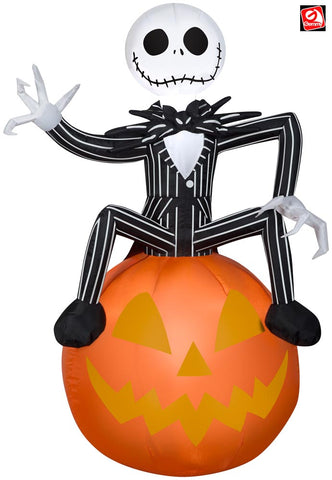 3 1/2' Gemmy Airblown Inflatable Halloween Nightmare Before Christmas Jack Skellington On Pumpkin