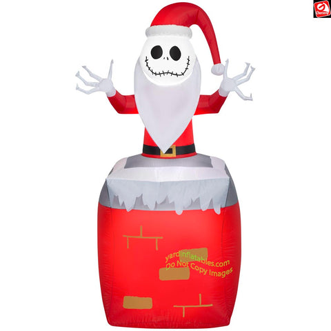5.5' Gemmy Airblown Jack Skellington as Santa in Chimney