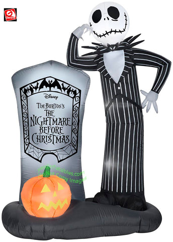 6' Gemmy Airblown Inflatable Halloween Nightmare Before Christmas Jack Skellington w/ Tombstone