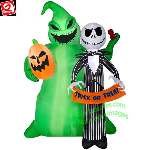 6.5' Gemmy Airblown Halloween Nightmare Before Christmas Jack Skellington w/ Oogie Boogie