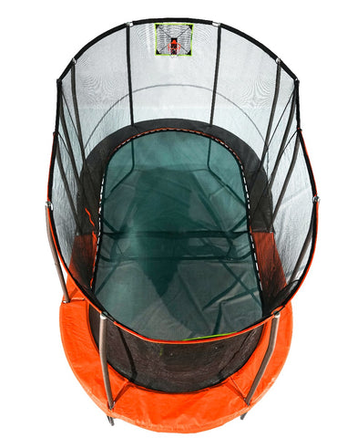 JumpKing 10'x17' Multi-Level Oval Trampoline - Outdoor/Indoor Recreational Trampoline w/ Basketball Hoop, Toss Game, Enclosure Net - Large Trampoline and Great Gift for Kids, Adults, & Family Fun