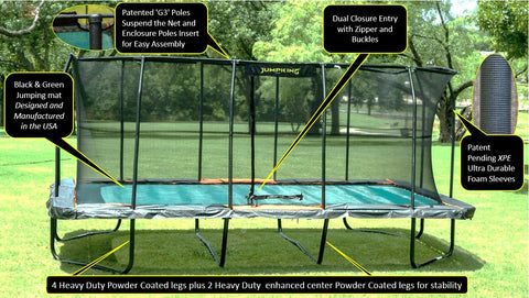 JumpKing Pro-Series 10'x18' Rectangle Trampoline - Outdoor/Indoor Recreational Trampoline with Enclosure Net - Professional Trampoline, Perfect Gift for Kids, Adults, Family for Fun & Fitness