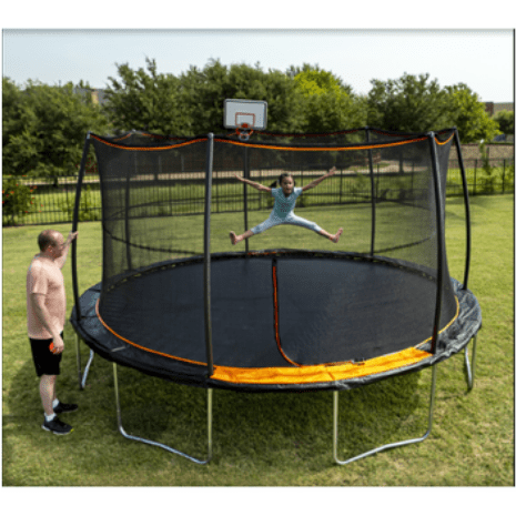 Jump King Trampolines 15' Trampoline 7 Legs/ 7 Poles with Universal Basketball Hoop By Jump King 781880204053 JK157P3UBHC2 JK1055 15' TRAMPOLINE 7 LEGS/ POLES W/ UNIVERSAL BASKETBALL HOOP JK157P3UBHC2